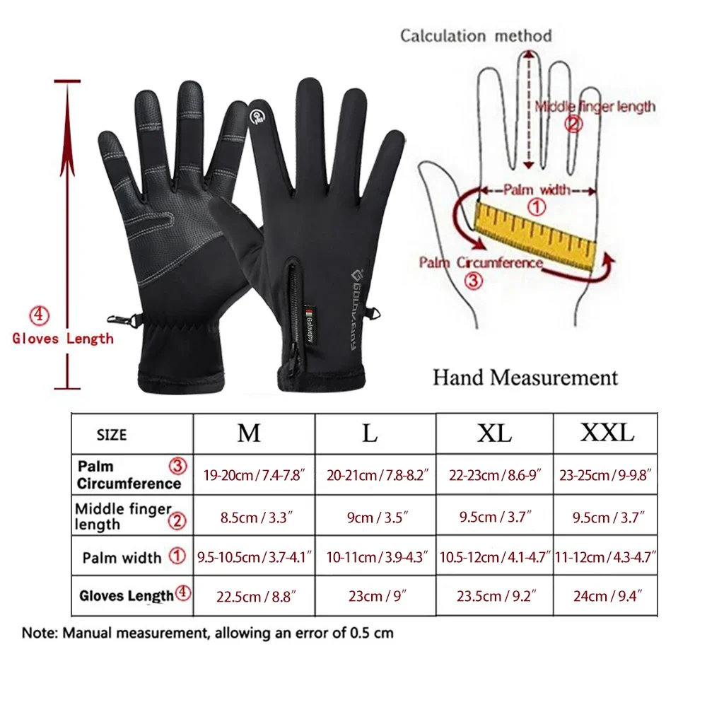 Motorcycle Gloves Touch Screen Motorbike Riding Gloves Winter Thermal Fleece Lined Water Resistant Skin-Friendly Cycling Gloves image 6
