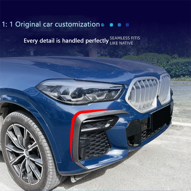 

Подходит для BMW x6 g06 M Sport 2019-2022, переднего бампера, лопасти ветра, наклейки на переднее лопасть автомобиля, высококачественные модифицированные детали
