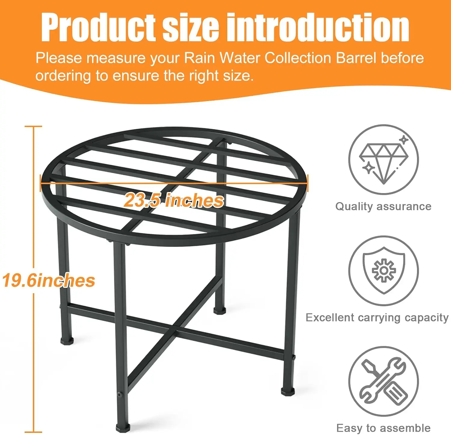 Stainless Steel Rain Barrel Stand, Heavy Duty Water Collection Drum Base Holder For 45 50 55 Gallon Plastic Drums, Weatherproof Rust Proof Storage Rack Support Footing