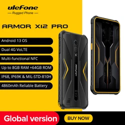 Wytrzymały wodoodporny smartfon Ulefone Armor X12 Pro, Android 13, 8 GB + 64 GB, 4860 mAh, 13 MP, 5,45