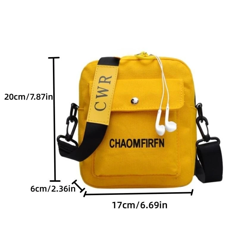 Bag Yellow One Shoulder Crossbody Bag Casual Fashion Women Canvas Letter Bag