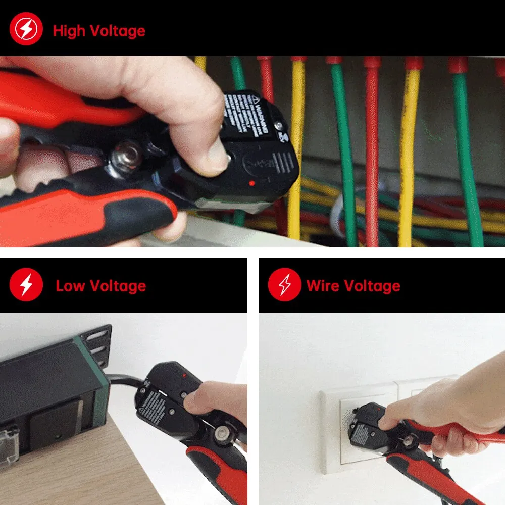 GVDA 4 in 1 Automatic Wire Stripper Crimper Cable Cutter Multifunctional Stripping Crimping Pliers Non Contact Voltage Detector