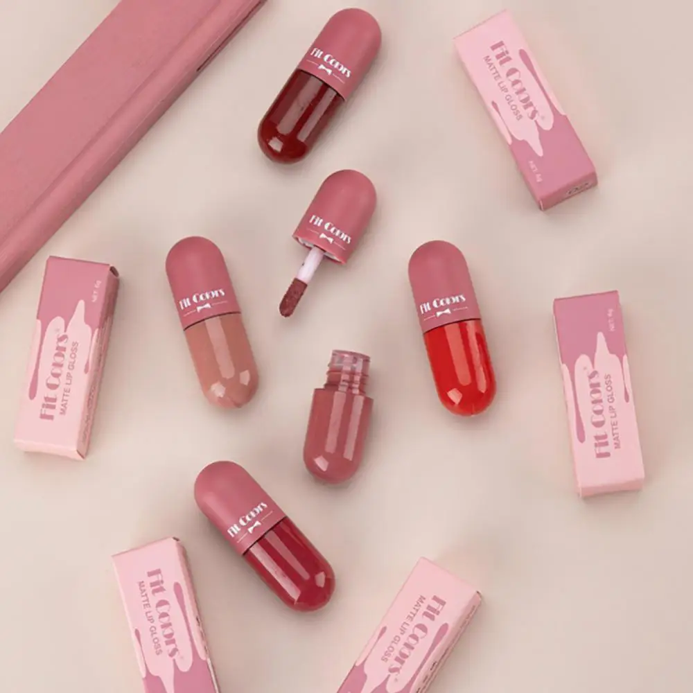 Non-stick Cup Lipstick Mini Pill Lipgloss 5 Colors Moisture Lipstick Capsule Lip Glaze Lips Makeup Soft Mist Lip Gloss Cosmetics