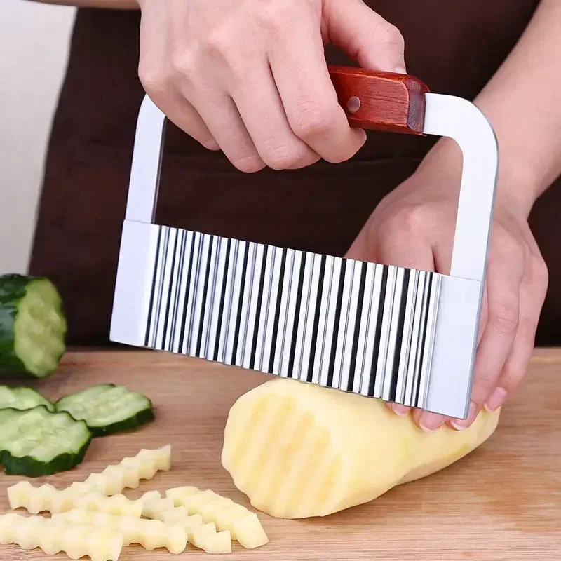 

Kitchen Wavy Potato Cutter Stainless Steel Slicer Onion Chips French Fry Maker Chopper Vegetable Knife Food Crinkle Tools