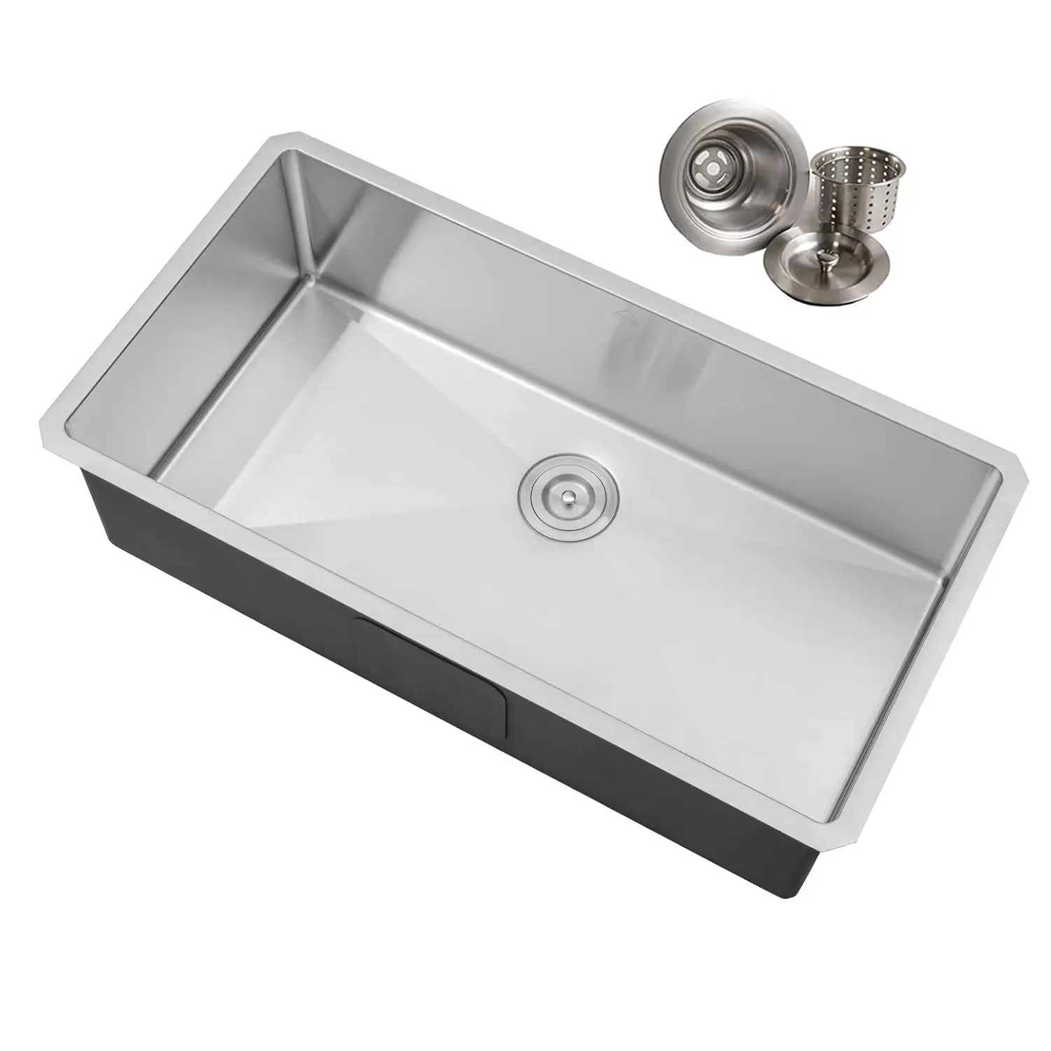 

16-Gauge Stainless Steel Undermount Single Bowl Kitchen Sink w/ Strainer 36x19x10 in, Custom