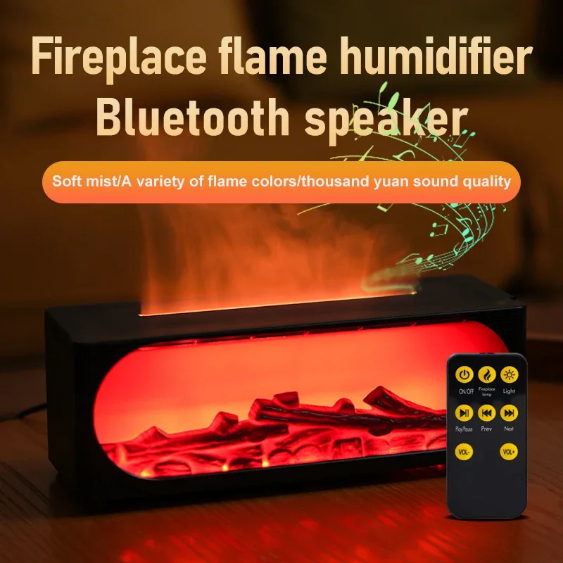 

3-in-1 Flame Humidifier Bluetooth Speaker,Smart Infrared Remote,Color Ambient Flame Light,450ml Water Tank,HiFi Sound for Home