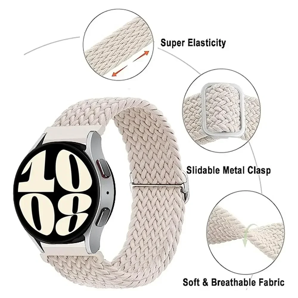 20mm/22mm Nylon For Samsung Galaxy Watch 6/5/4 40 44 6/4Classic 42 gear s3/active2 Braided loop bracelet For Huawei GT 2e Strap