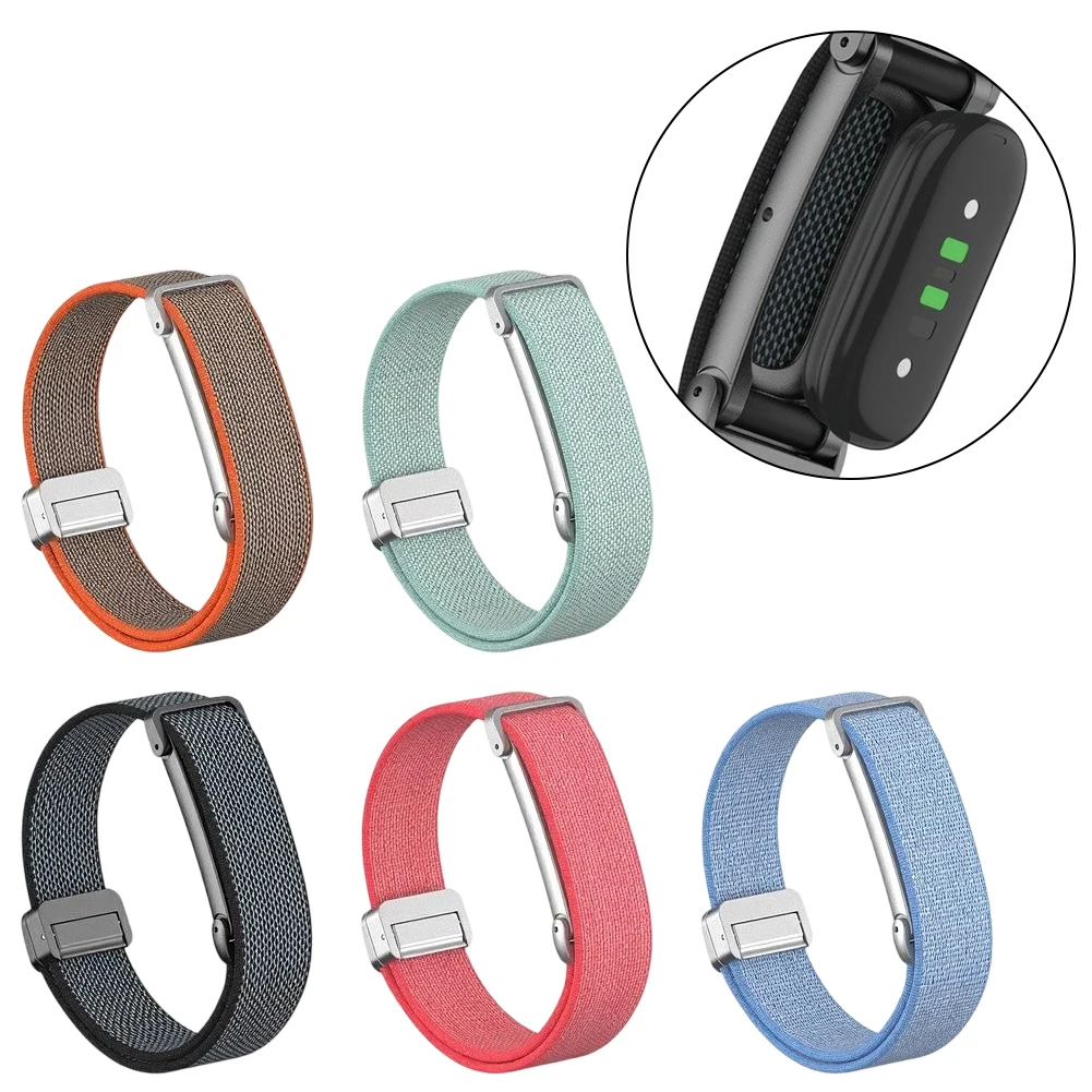 For Fitbit Air Nylon Loop Band With Magnetic Buckle Stylish Breathable Metal Protective Shell Wrist Strap Smart Watch Accessory