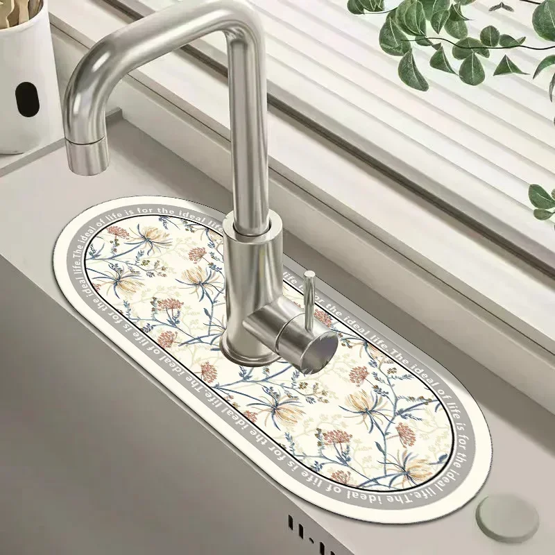 Diatom Mud Drain Mat Kitchen Faucet Absorbent Mat Can Be Wiped Clean Mildew-resistant Dry Mat Wash Sink Sink  Silicone