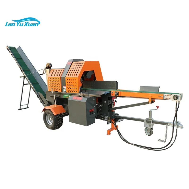 CE Approved Super Efficient 40 Tons 15HP Petrol Engine Hydraulic Firewood Processor Wood Log Splitter Wood Splitting Machine