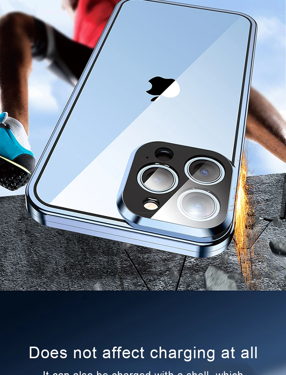 360 ° Vollständiger Schutz aus Metall, magnetisch, doppelseitig, Glas-Snap-Lock-Hülle für iPhone 16 Pro Max, 14, 12, 11, 13, 15 Pro Max, Stoßstangenabdeckung – Detail 11