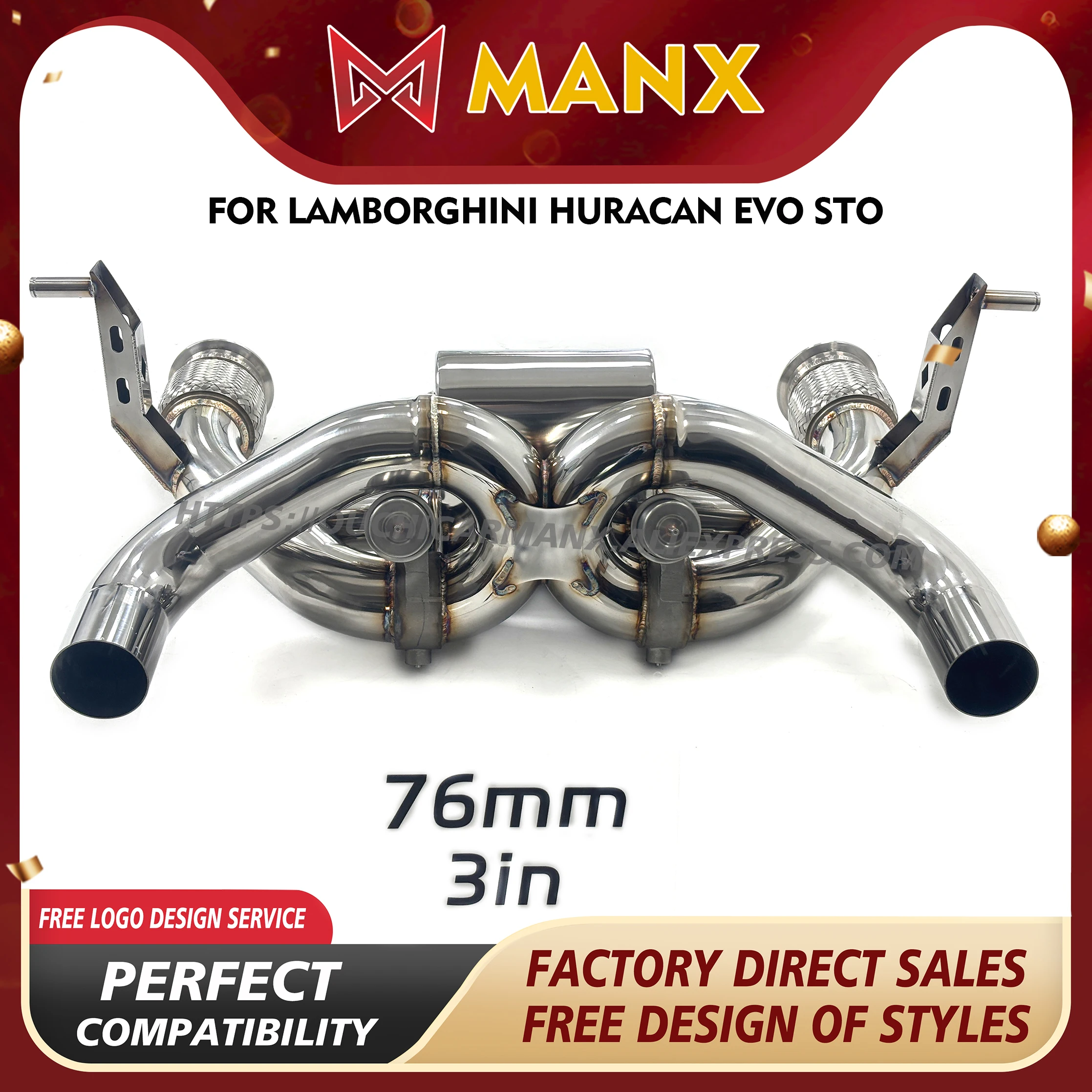 

MANX Catback for Lamborghini huracan EVO STO Stainless steel Exhaust pipe Long service life Direct bolt installation Vacuum valv