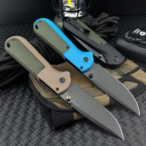 140BK Tactical Every Day Folding Knife, Plain Edge, Drop-Point Blade W/ Belt Clip, for Camping, Hunting, Bushcraft EDC Jackknife