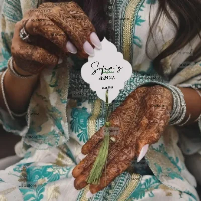 

Custom Marhaba Henna Day Card Muslim Wedding Party Accessories Decoration Personalized Name Text Print Islamic Engagement Gift