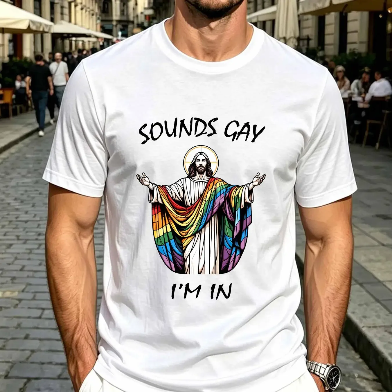 washed T Shirt Sounds Gay Jesus Pride LGBTQ Drag Queen Funny LGBT Idea For Bi Meme L2 long or short sleeves vintage Washed
