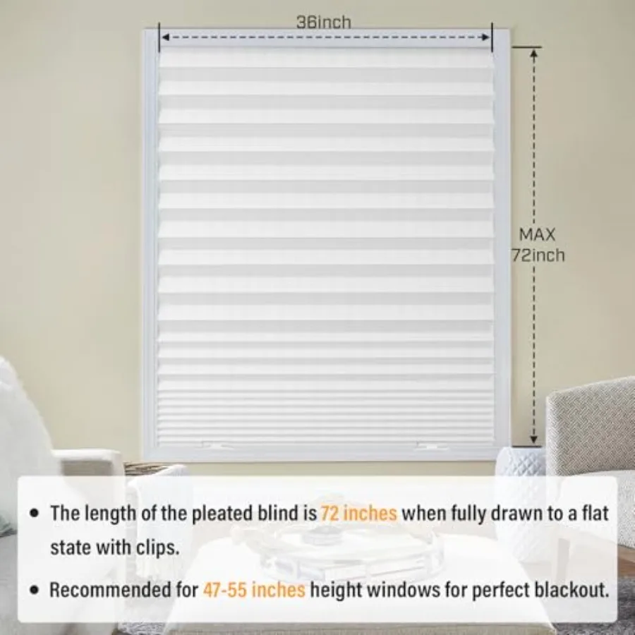 6 عبوات من ستائر التعتيم المطوية، ستائر مؤقتة للنوافذ الداخلية، غطاء ورقي لترشيح الضوء، سهل القطع والتثبيت 36 وات × #4