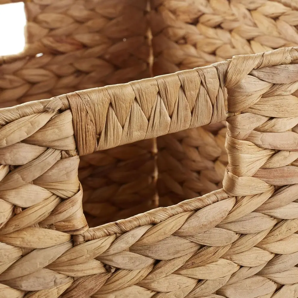 10.5" x 10.5" Water Hyacinth Storage Baskets, Natural - Set o 6 Collapsible Cube Organizers, Woven Bins or Bathroom, Bedroom, La - view 5