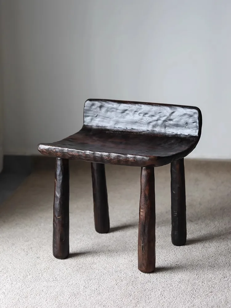 Light Luxury Retro Style Hotel Household Individuality Solid Wood Stool Artistic Originality Decoration Dining Room High Chair