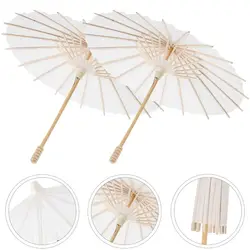 White Paper Umbrella Women Vintage Dance Prop Wedding Party Photography Prop Kids DIY Painting Supplies