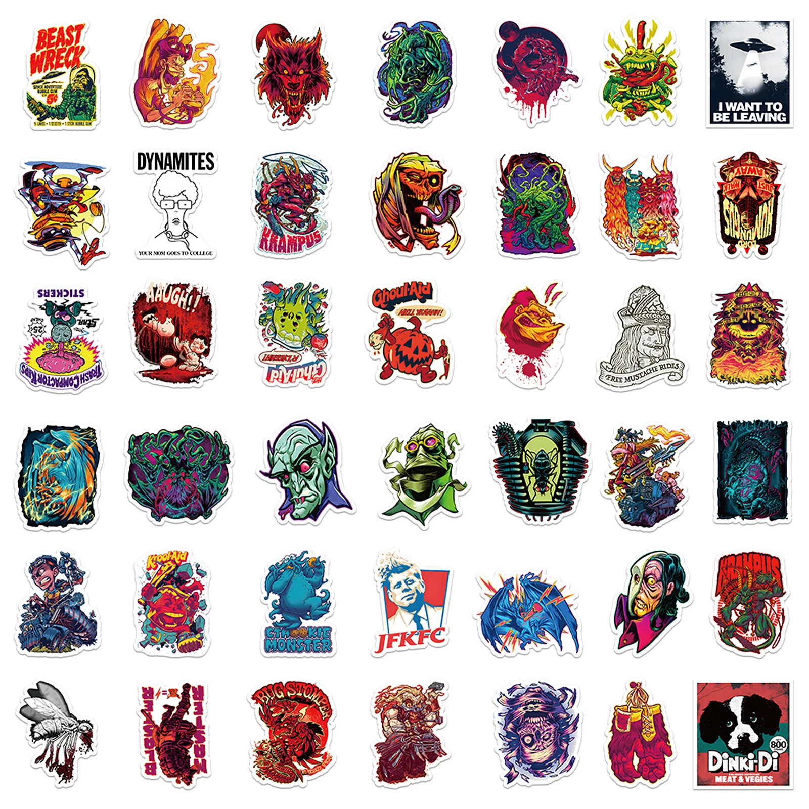 10/30/50PCS New Popular Wild Monster Stickers Pack Skateboard Guitar Decoration DIY Laptop Waterproof Cartoon Graffiti Wholesale