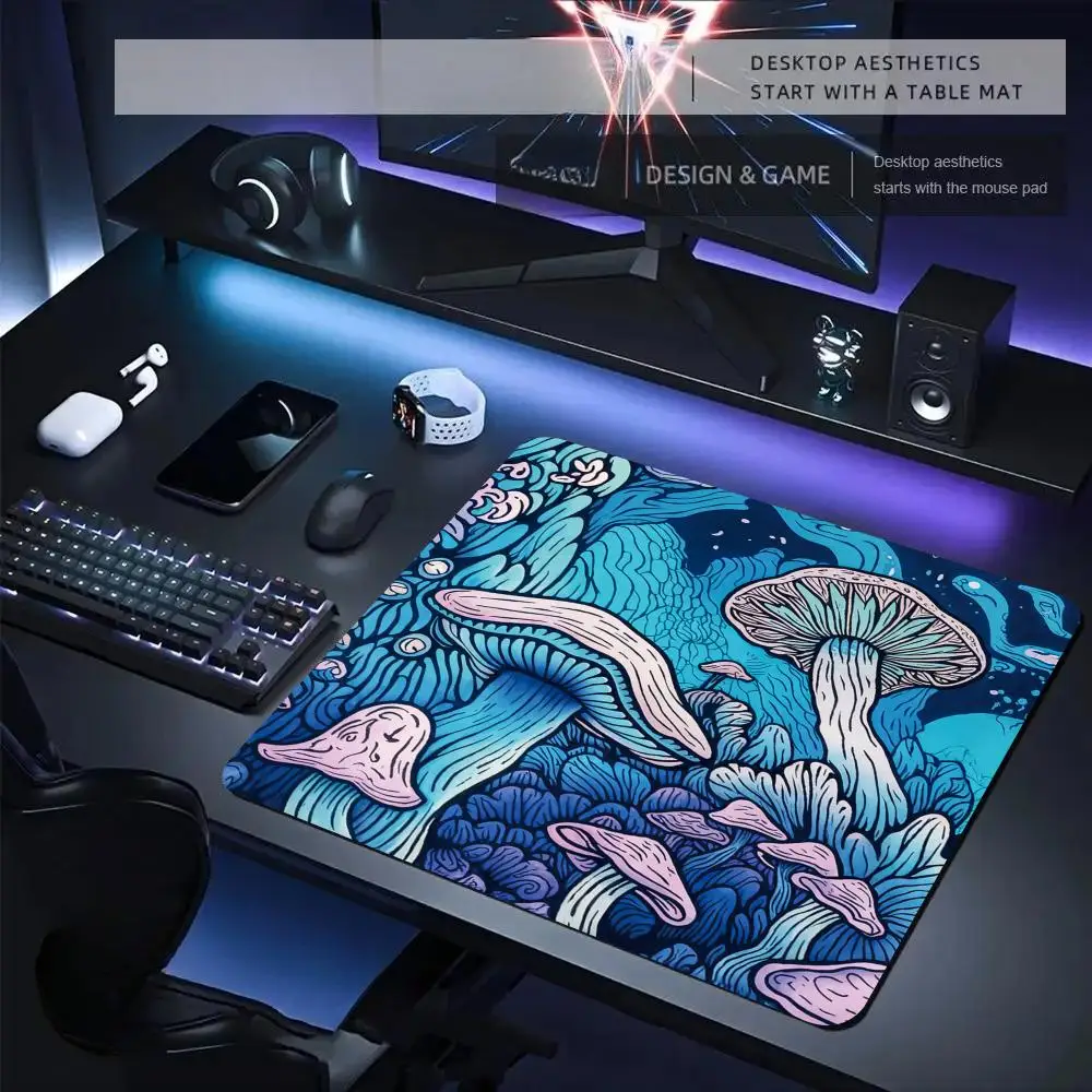 

Psychedelic Art Giant Mushroom Mouse Pad Desk Mat Gaming mats with Stitched Edge Durable Non-Slip 40X45CM mousepads desk pad