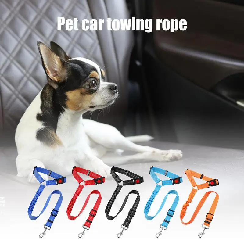 Adjustable Pet Dog Car Seat Belt Pet Seat Vehicle Harness Lead Clip Safety Lever Polyester Traction Dog Collars Dog Accessories