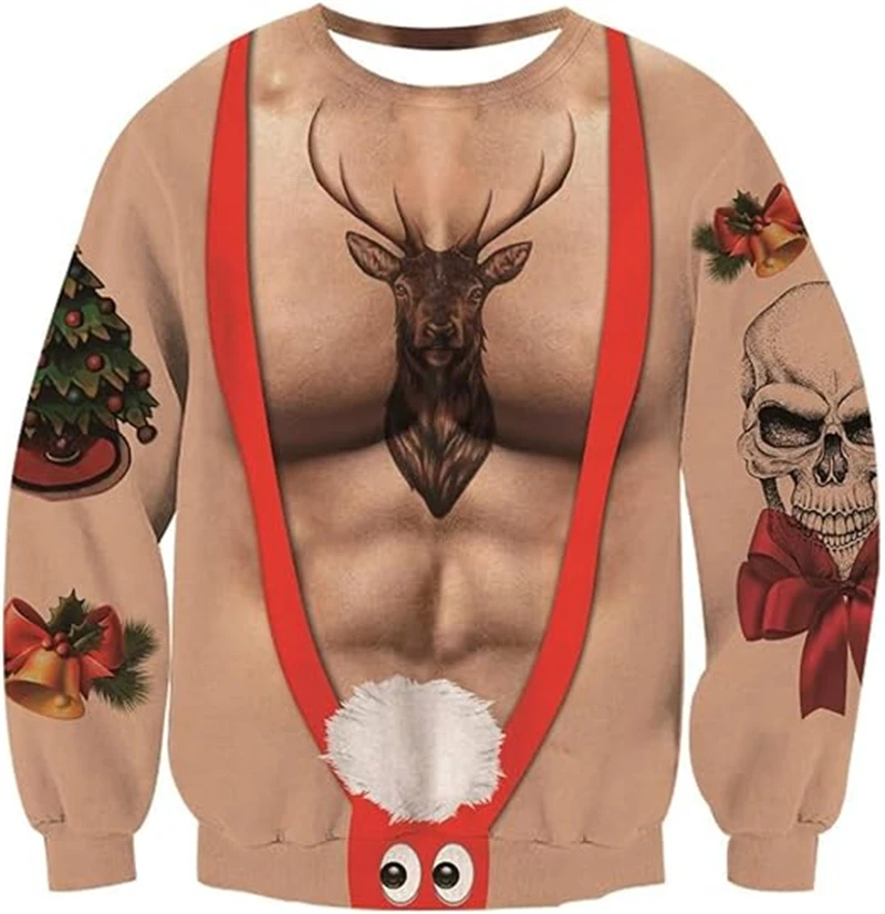 Funny Men Women Ugly Christmas Sweater New Humping Reindeer Climax Tacky Christmas Jumpers Top Couple Holiday Party Sweatshirts