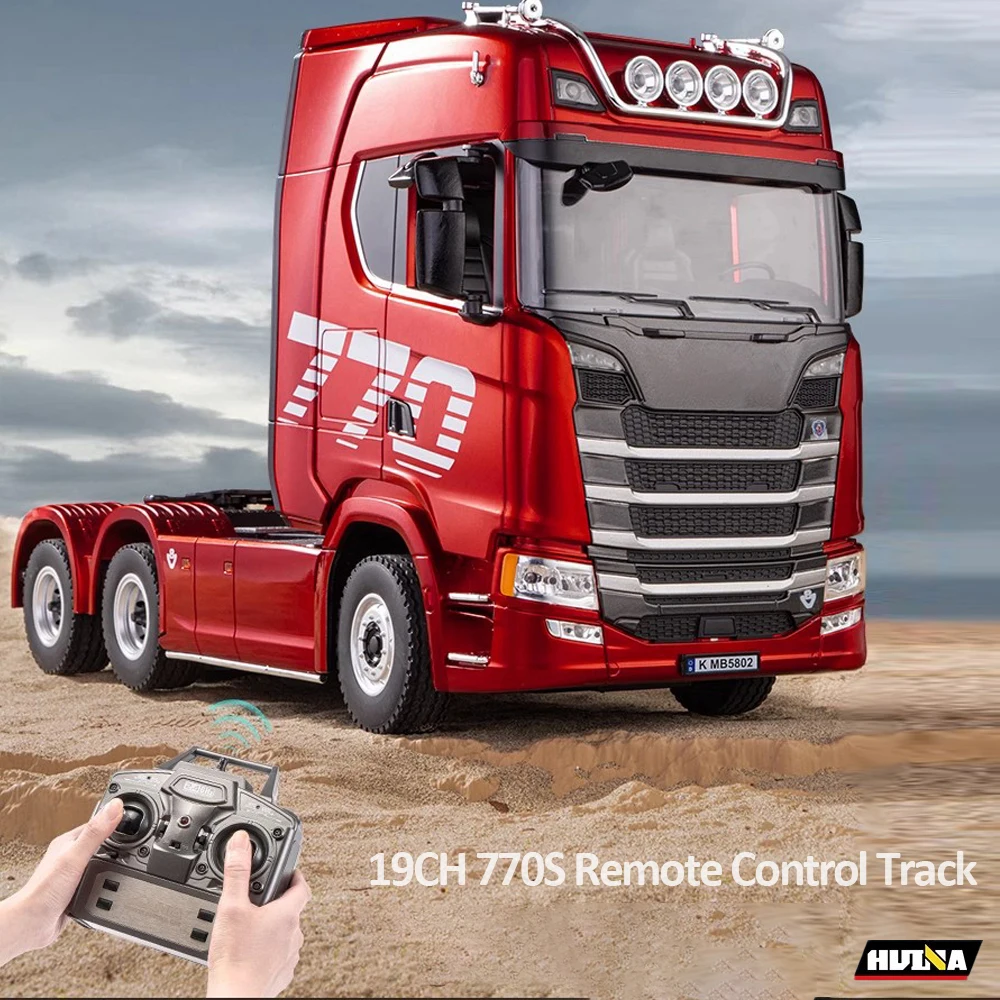 HUINA 1501 770S Alloy Tractor 19CH RC Truck 1/18 2.4G Remote Control Engineering Trailer Truck with Light and Sound Toys