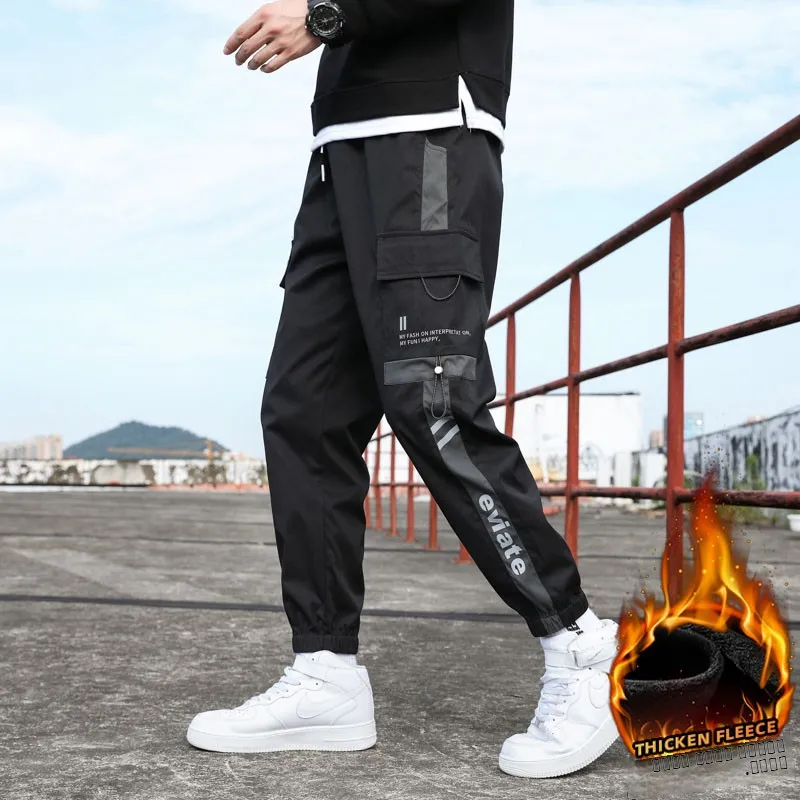 

Мужские рабочие брюки American Sle: осенне-зимние, утепленные, повседневные, свободные, длинные, черные, больших размеров