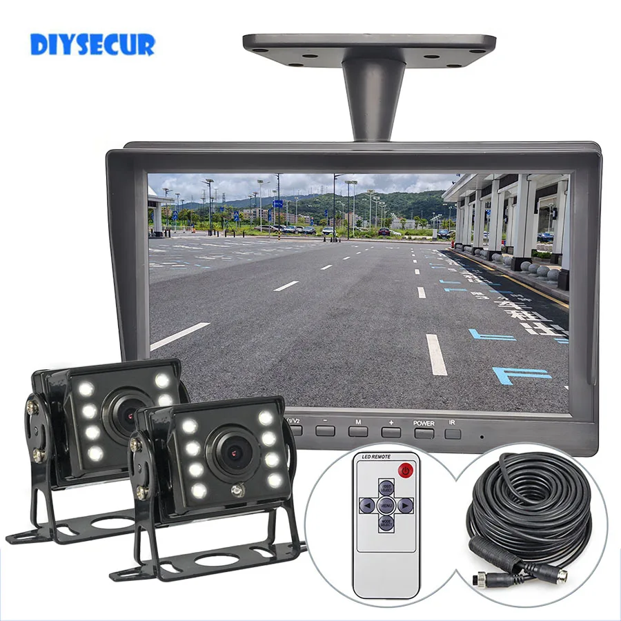 

DIYSECUR 10.1inch AHD IPS Screen Car Monitor IP68 LED Night Vision 1080P AHD Rear View Car Camera for Car Bus Houseboat Truck