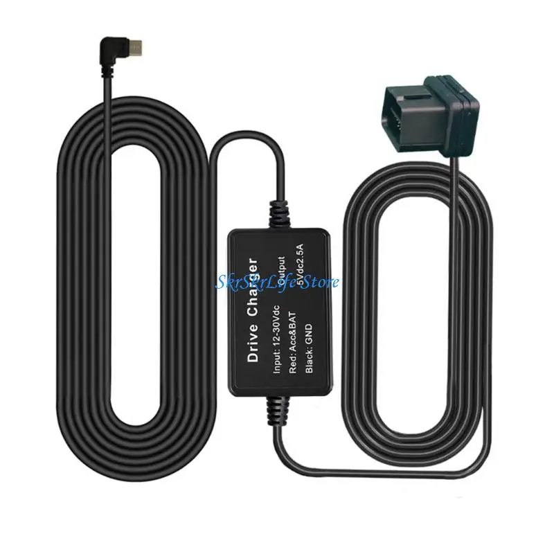 E65E OBD to Type C Power Adapter Cable 12V/24V Vehicle Input, 5V 2.5A Output for DashCam Installation and GPSs Power
