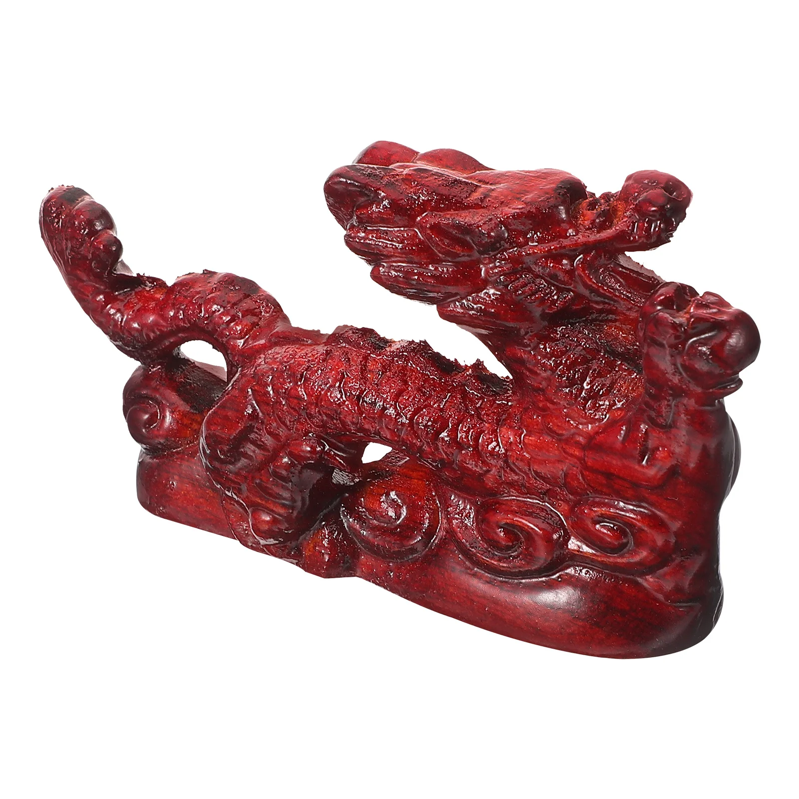 

Wood Dragon Statue 12cm Red Huaili Chinese Auspicious Decor Wealth Prosperity Desk Figurine Office Adornment Small Size