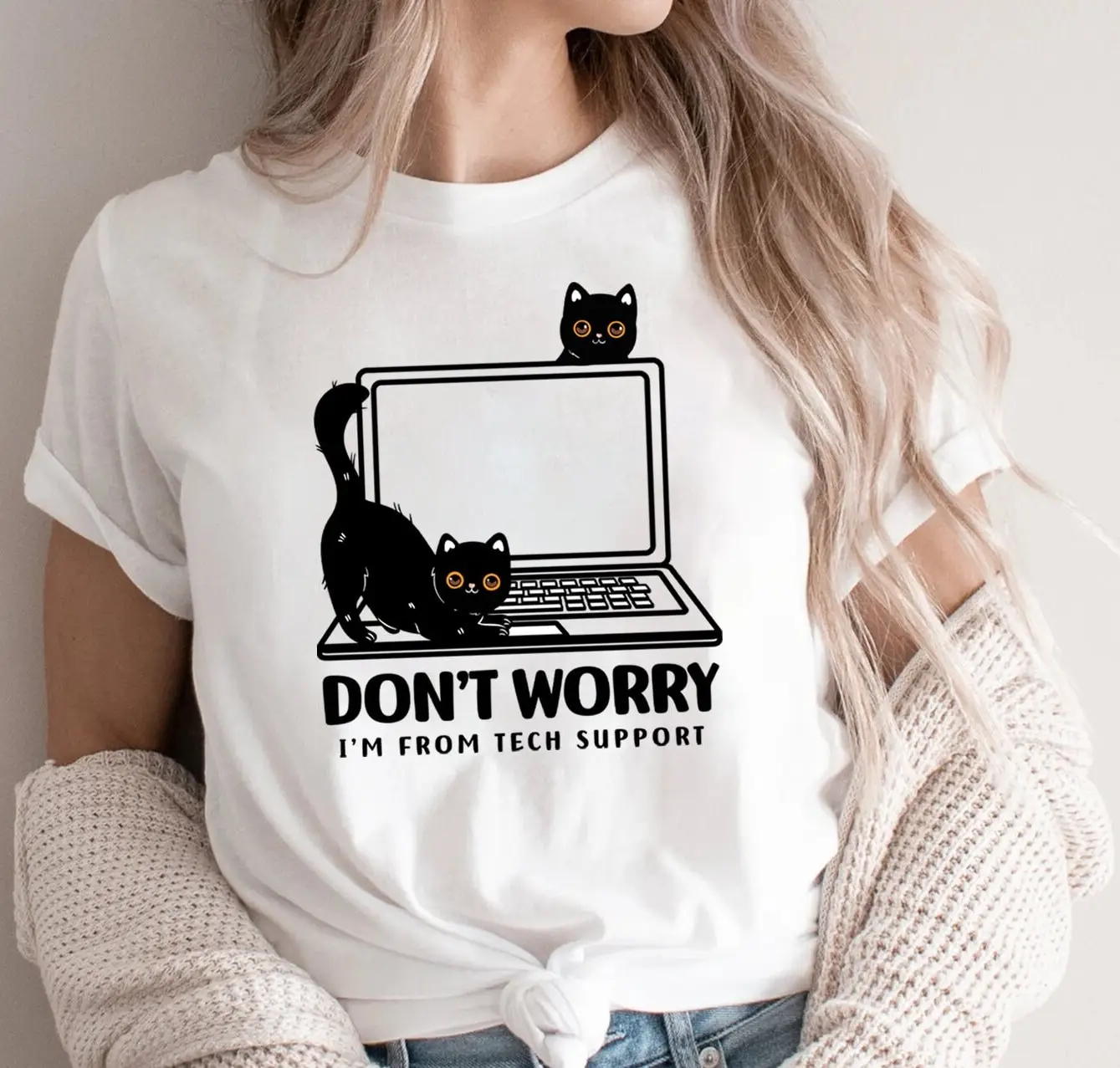 Don't Worry I'm From Tech Support CaT T Shirt Funny Lover Cool The Perfect For a Mom