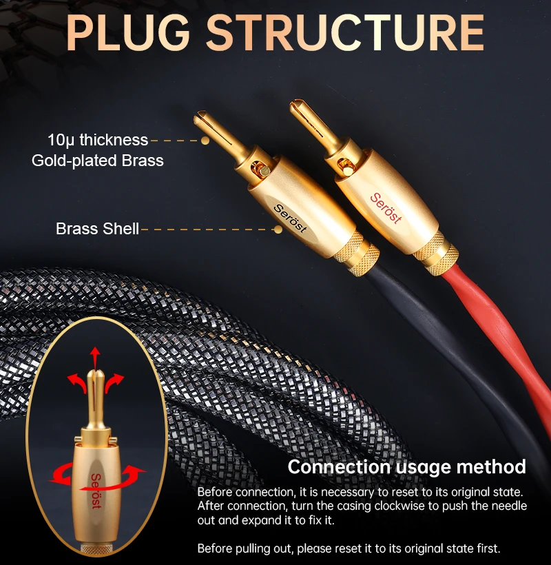 Serost Aurora Hi-END Lautsprecherkabel 6N OCC Graphene Kupfer MPS Arthur mit Bananen- oder Y-Stecker für HiFi-System-Verstärker – Detail 4