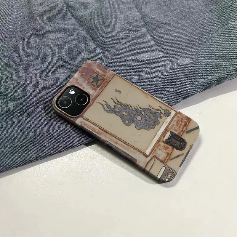 Brown Color Tone Black Flame Art Phone Case for IPHONE 17 Air 16E 15 PROMAX 14 Plus 13 12 MINI 11 16Plus XR Acrylic Phone Cover