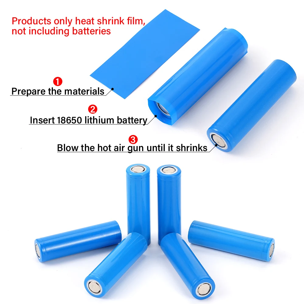 5Pcs 18650 lithium battery PVC heat shrink sleeve package blue shrink film outer skin polymer core insulation tube production