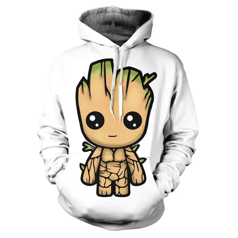 Disney-Gardiens de la Galaxie Anime Cartoon Hoodies, Groot Print, 3D Zones, Moda Moletons Respzed Hoodie