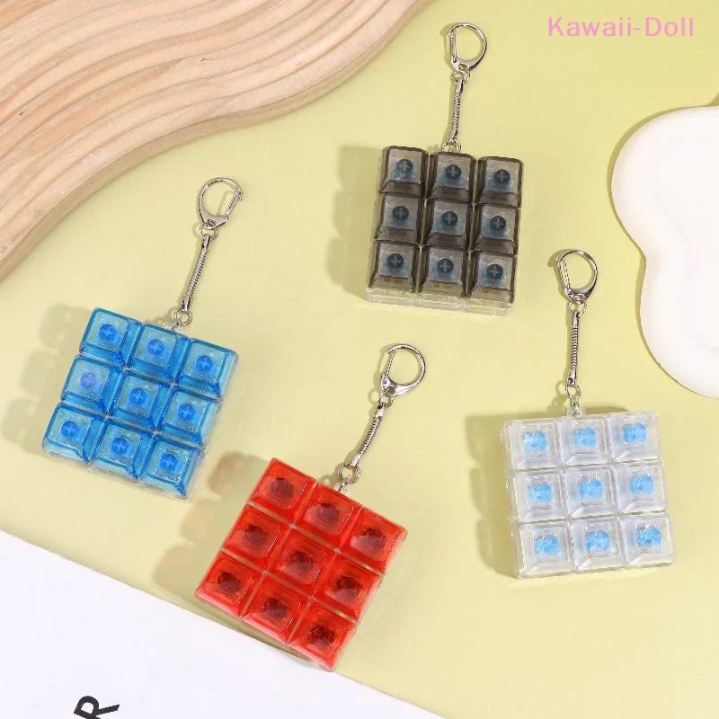 [DO]1Pcs 9 Keys Finger Keyboard Caps Button Keycap Relief Stress Toy Mechanical Keyboard Button Keychain[DO]