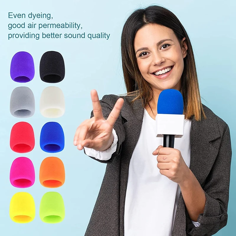 Retail Colorful Foam Microphone Cover 15 Pack Thick Handheld Stage Microphone Windscreen Foam Cover For Karaoke DJ