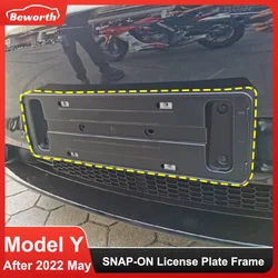 SNAP-ON License Plate Frame for Tesla Model Y After 2022 May Accessories Front License Plates Holder ABS Numbe Mount Bracket