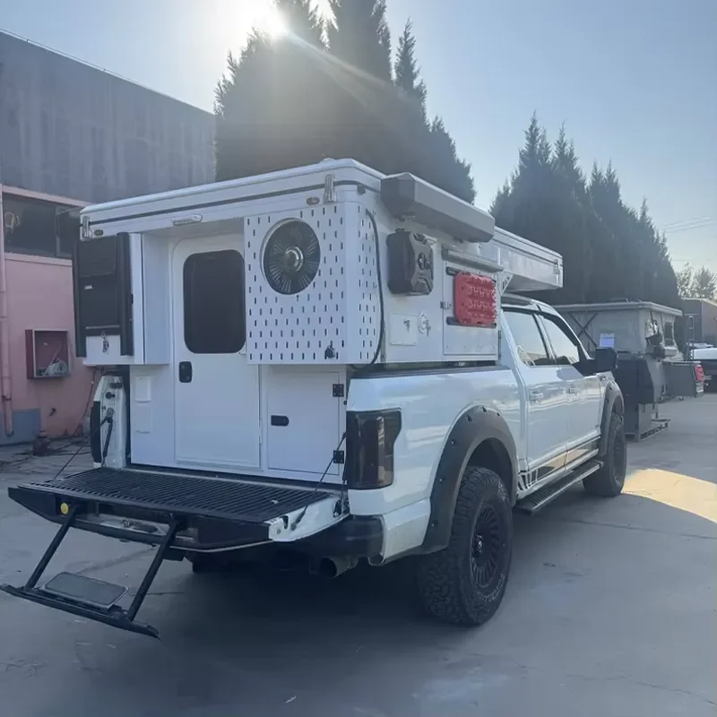Outdoor Expedition Truck Rear Canopy with Expandable Pop up Roof Tent Waterproof Pickup Camper Box for Family Travel