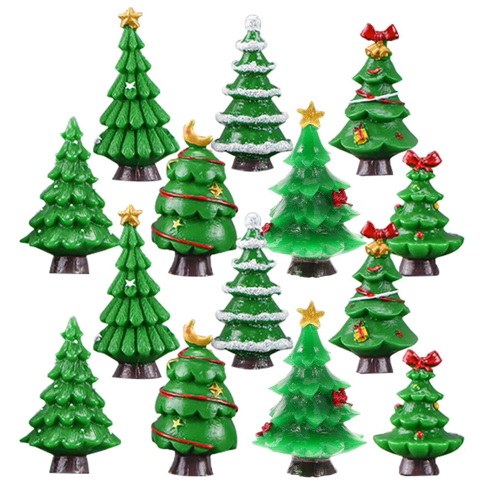 

30Pcs Craft Christmas Tree Resin Landscape Ornament for Home Office Desk Holiday Decoration Micro Scene Accessory