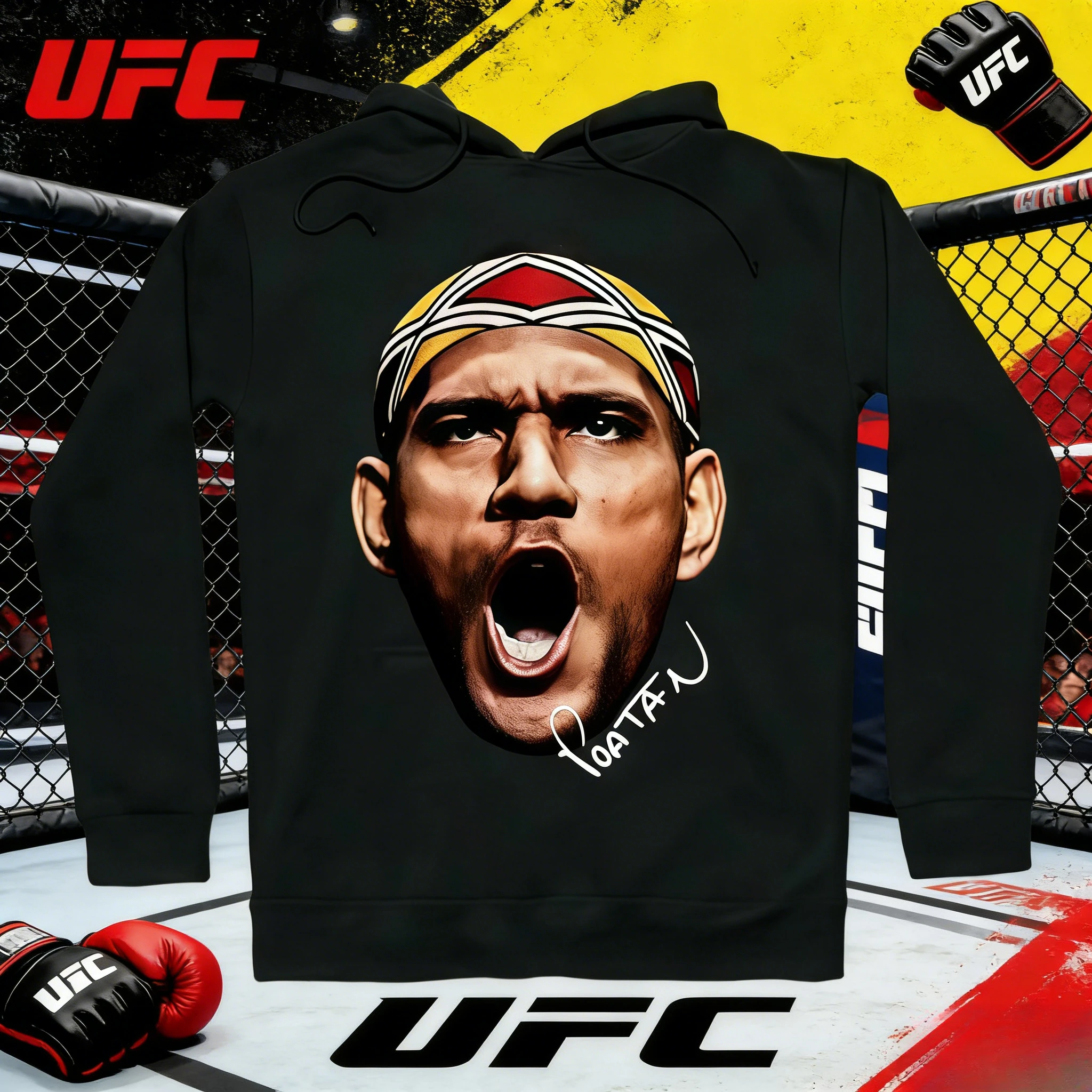 

UFC Islam Mahachef 2026 осенне-зимняя коллекция из чистого хлопка, дышащая свободная повседневная толстовка с капюшоном, подходящая для мужчин и женщин