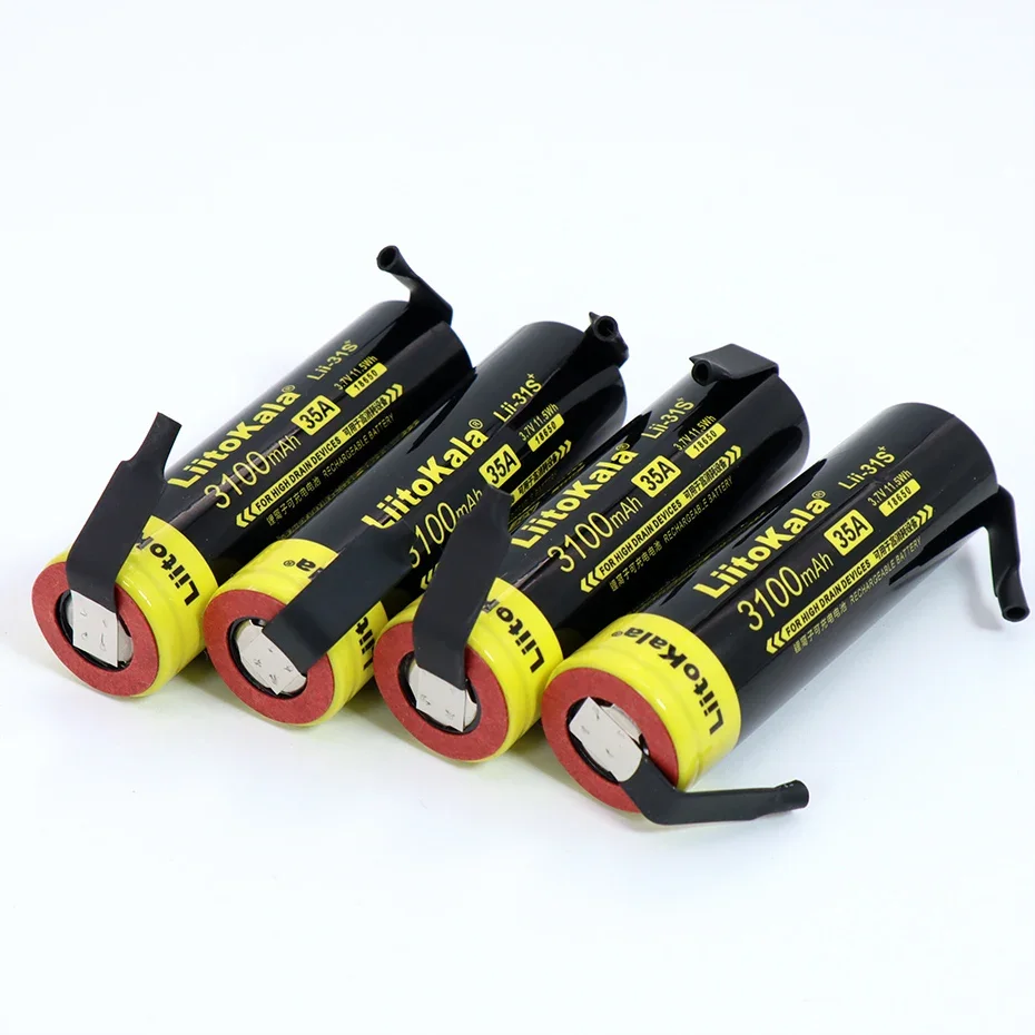 1-6PCS New LiitoKala Lii-31S 18650 Battery 3.7V/4.2V Li-ion 3100mA 35A Power battery For high drain devices+DIY nickel