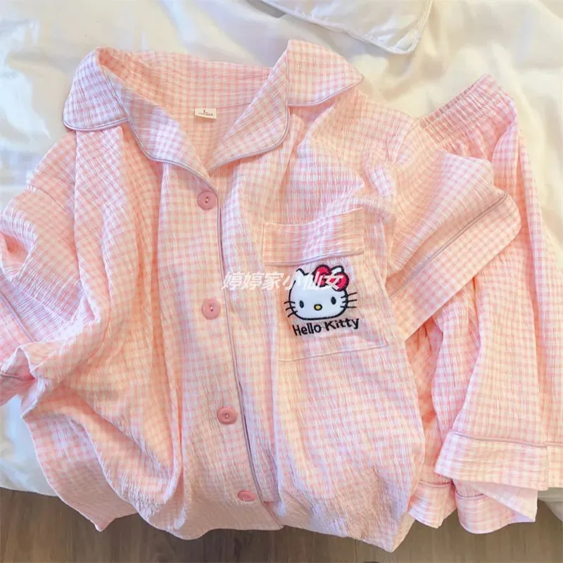 

Pajamas Set Comfortable Women's Clothing Hellokitty New Sanrio Anime Kuromi Kawaii Girls Summer Short-Sleeved Casual Suit Gifts