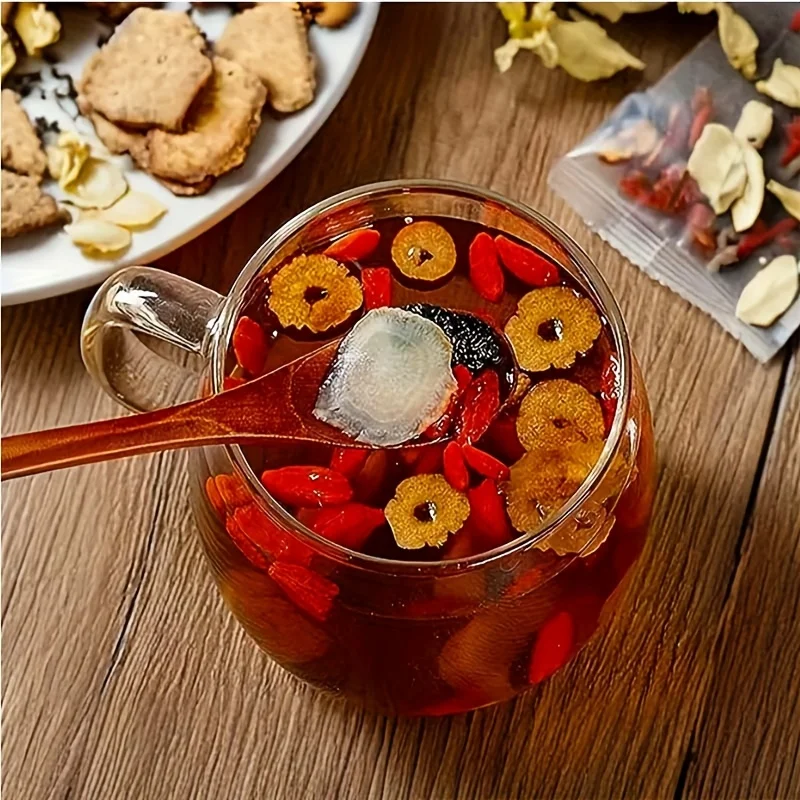 1/2pcs Ginseng Five Treasures Tea - Natural Herbal Individual Triangle Tea Bags, Everyday Tea, Convenient to Brew