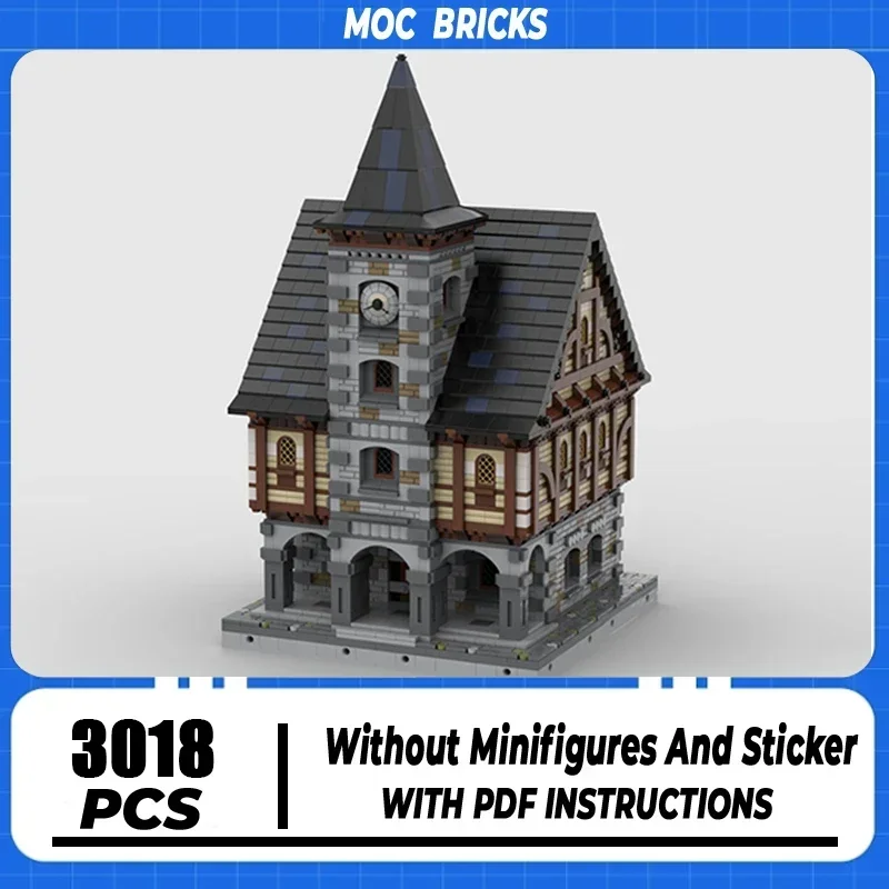 

Moc Building Bricks Town Hall Modular Model Technology Block City Street View Blocks Toy DIY Assembly Christmas Gift