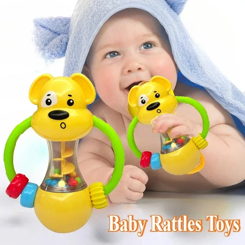 Soft Silicone Puppy Teething Rattle Toy For 0-12 Month  Infant Grasping Training Early Educational Sensory Developmental  For