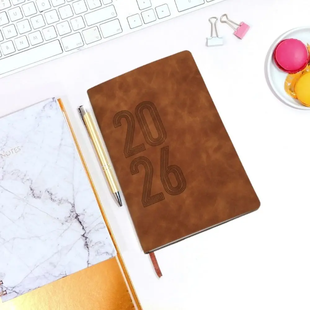 2026 365 Days Efficiency Notebook English Version Texture PU a5 Agenda Planning Notepad Leather Cover Soft Daily Plan Yearbook
