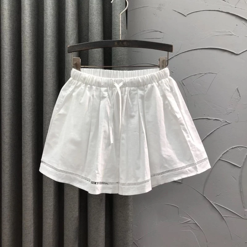 한국 여성 스타일 밴딩 반바지 여름 패션 A라인 와이드 레그 반바지 캐주얼 만능 여성 반바지